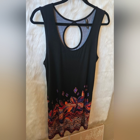 Simon Chang 2000's Indian Summer Keyhole Sleeveless Dress - Picture 2 of 8